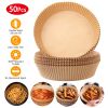 50Pcs Disposable Air Fryer Paper Liner Waterproof Non-Stick Oil-proof Parchment Paper Cooking Baking Paper φ6.29in
