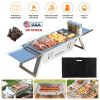 3 In 1 Foldable Charcoal Grill Fire Pit Slow Cooker 2-3 People Portable Camping Grill Stainless Steel BBQ Grill for Camping Tailgating Yard
