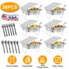 36Pcs Disposable Chafing Dish Buffet Set Food Warmers For Party Buffet Server Catering Supplies With Covers Utensils Half Size Food Pans For Parties E