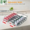 4Pcs Soda Can Organizers for Refrigerator Width Adjustable Clear Drink Organizer Expandable Can Holder Dispenser for Fridge Pantry Freezer