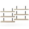6 Sets Floating Shelves 15.74x5.74Inch Wall Mounted Shelves Wood Storage Shelves Metal Bracket Hanging Display Shelf Wall Organizer for Living Room Ba
