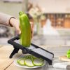 Mandoline Food Slicer Stainless Steel Food Cutter Vegetable Fruit Chopper Grater Peeler Kitchen Julienne Slicer with 5 Adjustable Blades Food Holder