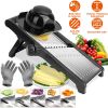 Mandoline Food Slicer Stainless Steel Food Cutter Vegetable Fruit Chopper Grater Peeler Kitchen Julienne Slicer with 5 Adjustable Blades Food Holder