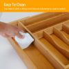 Bamboo Drawer Divider Kitchen Expandable Cutlery Tray Organizer Utensil Holder w/ Grooved Dividers
