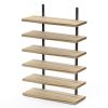 6 Sets Floating Shelves 15.74x5.74Inch Wall Mounted Shelves Wood Storage Shelves Metal Bracket Hanging Display Shelf Wall Organizer for Living Room Ba