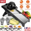 Mandoline Food Slicer Stainless Steel Food Cutter Vegetable Fruit Chopper Grater Peeler Kitchen Julienne Slicer with 5 Adjustable Blades Food Holder