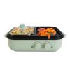 Electric Hot Pot with Grill 2-in-1 Hot Pot and Frying Pan Portable Non-Stick Pot and Griddle Electric Cooker Pot with Glass Lid Fast Heating for 1-2 P