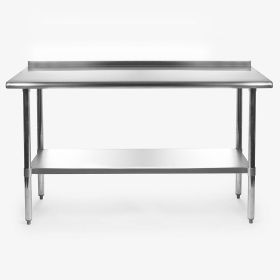 Stainless Steel 60 x 24 inch Heavy Duty NSF Certified  Work Bench Prep Table with Backsplash