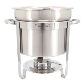 MegaChef 11.6 Quart Round Stainless Steel Professional Soup Chafing Dish in Silver