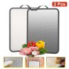 2Pcs Double Sided Cutting Board Stainless Steel PP Chopping Board Lightweight Kitchen Cutting Board Mesh Design with Grinding Zone Knife Sharpener Han