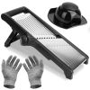 Mandoline Food Slicer Stainless Steel Food Cutter Vegetable Fruit Chopper Grater Peeler Kitchen Julienne Slicer with 5 Adjustable Blades Food Holder