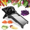 Mandoline Food Slicer Stainless Steel Food Cutter Vegetable Fruit Chopper Grater Peeler Kitchen Julienne Slicer with 5 Adjustable Blades Food Holder
