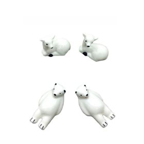 8Pcs White Bear and Fawn Chopstick Rest Holder Ceramics Decorative Tableware Stand Rack