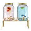 VEVOR Beverage Dispenser, 2 Pack 2 Gallon Drink Dispensers for Parties, Glass Juice Dispenser with Metal Stand, Stainless Steel Spigot, Infuser