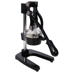 Cast Iron Citrus Juicer , Extra-Large Commercial Grade Manual Hand Press , Heavy Duty Countertop Squeezer for Fresh Orange Juice ,Black Color