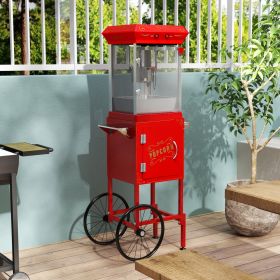 Popcorn Machine with Cart, with Wheels & 6 Oz Pot Popcorn Maker Stainless Steel Oil Spoon