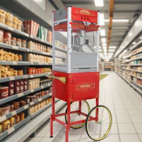 Popcorn Machine with Cart: This popcorn machine on wheels combines an antique-style design with modern features. The cart includes 16" bicycle-style w