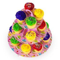 Pink 3 Tier Cupcake Stand, 14in Tall by 12in Wide