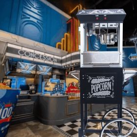 Kaitu Popcorn Machine with Cart – 6oz Popper with Stainless-steel Kettle, Heated Warming Deck, and Old Maids Drawer,Black