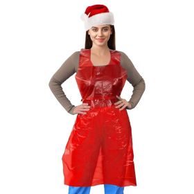 Disposable Plastic Aprons for Adults 28 x 46 Inch. Pack of 100 Red Disposable Aprons Adults for Painting. Waterproof Lightweight 1.0 Mil Plastic Apron