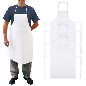 Adult Disposable Aprons 28" x 36", Pack of 100 White Plastic Aprons for Women and Men