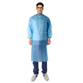 Blue Disposable Isolation Gown 45 inches Long. Pack of 30 PPE Gowns Disposable. 2X-Large Personal Protective Gown Disposable. Unisex Plastic Medical G