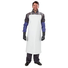 Disposable PVC Aprons. Pack of 72 White Vinyl Aprons 35" x 50". Die Cut Finish PVC Aprons 6 Mil. Unisex Waterproof and Tear Resistant Workwear. Protec