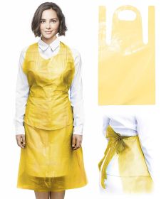 Yellow Disposable Plastic Aprons for Adults