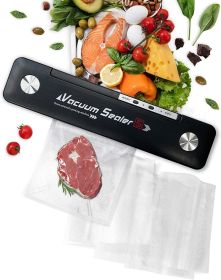 Black Automatic Food Vacuum Sealer 14.06 x 3.13 x 2.1; Vacuum Food Sealer Machine; Vacuum Bag Sealer Machine for Meat; Vegetables; Food Preservation +