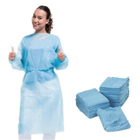 Disposable Isolation Gowns X-Large, 45" Long, Pack of 120 Blue Hospital Disposable Gowns with Sleeves, Ties, Wrists