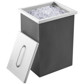 VEVOR Drop in Ice Chest, 14"L x 12"W x 18"H Stainless Steel Ice Cooler, Commercial Ice Bin with Cover, 40 qt Outdoor Kitchen Ice Bar