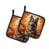Belgian Tervuren Fall Pair of Pot Holders Kitchen Heat Resistant Pot Holders Sets Oven Hot Pads for Cooking Baking BBQ, 7 1/2 x 7 1/2