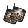 Boxer Spooky Halloween Pair of Pot Holders Kitchen Heat Resistant Pot Holders Sets Oven Hot Pads for Cooking Baking BBQ, 7 1/2 x 7 1/2