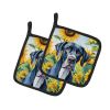Great Dane in Sunflowers Pair of Pot Holders Kitchen Heat Resistant Pot Holders Sets Oven Hot Pads for Cooking Baking BBQ, 7 1/2 x 7 1/2