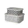 4-Piece Rectangle Ceramic Baking Dish Lid Set - Dot