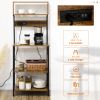 Baker's Rack with Power Outlet, USB Charging, Microwave Stand, Coffee Bar & Adjustable Shelves