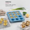12-Cup Aluminized Steel Nonstick Cupcake Pan and Muffin Tin, Blue Velvet
