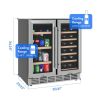 30in Beverage Wine Refrigerator Cooler-80 Can & 30 Bottle Capacity