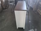 Farmhouse Storage Cabinet with Drawer and Adjustable Shelf, White Kitchen Cabinet with Walnut Countertop
