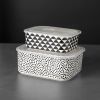 4-Piece Rectangle Ceramic Baking Dish Lid Set - Dot
