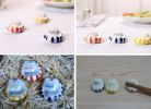 Ceramics Assorted Color Lucky Cat Chopstick Holder Rest Spoon Fork Knife Stand, 6Pcs