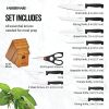18-Piece Never Needs Sharpening Stainless Steel Knife Set with Block Natural Wood