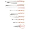 15-Piece Triple Riveted Stainless Steel Knife Set with Acacia Block Blush Gold