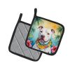NEW Pit Bull Terrier Luau Pair of Pot Holders Kitchen Heat Resistant Pot Holders Sets Oven Hot Pads for Cooking Baking BBQ, 7 1/2 x 7 1/2