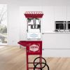 XH-P831-Movie Theater-Style Popcorn Machine Maker with Cart and 12-Ounce Kettle - Red, Vintage-Style Popper on Wheels