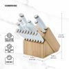 Classic 16-Piece Natural Knife Block Set with Kitchen Shears, Ice Blue