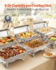 VEVOR Rectangle Chafing Dish, 9 Qt 6 Pack Stainless Steel Chafing Dish, Food Warmer Chafer Complete Set with Hollow Handle, 3 Food Tongs, Lid