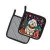Coton De Tulear Christmas Pair of Pot Holders Kitchen Heat Resistant Pot Holders Sets Oven Hot Pads for Cooking Baking BBQ, 7 1/2 x 7 1/2