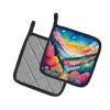 Colorful Brunia Pair of Pot Holders Kitchen Heat Resistant Pot Holders Sets Oven Hot Pads for Cooking Baking BBQ, 7 1/2 x 7 1/2