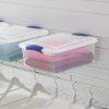 (4 pack) , 15 Quart Clear Storage Bin, Latch Box Storage Container, with Clear Lid, Blue